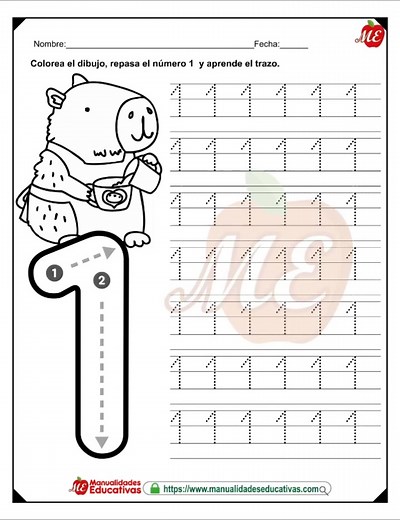 NUMEROS PARA TRAZO DEL 1-10 sencillas fichas Descargar✅ https://www.manualidadeseducativas.com/trazos/cuadernillo-para-repasar-los-numeros-del-1-al-10/ | Material Educativo
