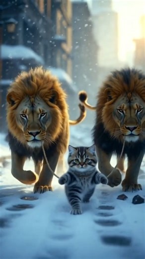 Cute Cate Arrested The Two Lions | Power of Cats