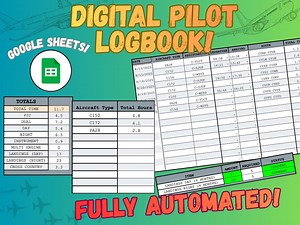 Digital Pilot Logbook | Aircraft Flight Hours Tracker (google Sheets) | Private Pilot | Student | Automated - Etsy