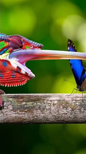 🦎 The Most Precise Encounter in the Forest#NatureWonders #WildlifePhotography #Chameleon #