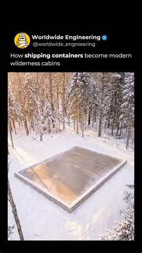WORLDWIDE ENGINEERING 🌍 on Instagram: "What starts as industrial steel ends up feeling surprisingly warm. Shipping containers are used as the structural base for modern wilderness cabins. Once the frame is in place wood panels, insulation, and interior finishes transform the space into a comfortable home that blends into nature. This approach combines strength, efficiency, and sustainability. By reusing containers builders can create durable cabins quickly while giving industrial materials an e