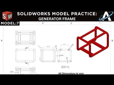 SolidWorks Swept Practice | Model a Generator Frame Step-by-Step(Model 7)