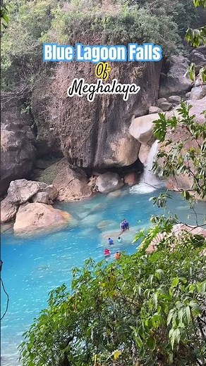 Blue Lagoon falls in Meghalaya is a crystal-clear turquoise natural pool