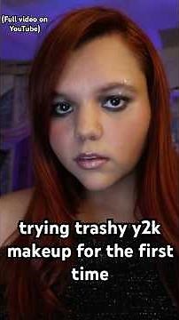 trying trashy y2k makeup for the first time (full tutorial on my channel ✨🖤 #y2kmakeup #makeup #fyp