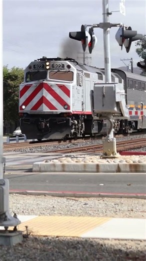 Caltrain 922(F40PH-2C) leads Amtrak Capitol Corridor 529 at Dusterberry Way Crossing | Fremont CA