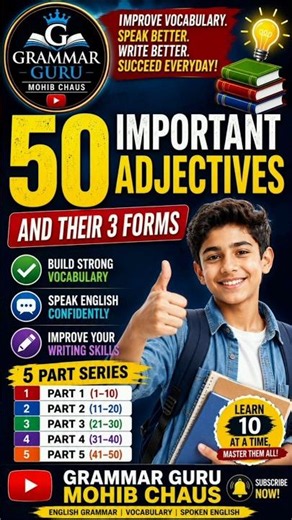 50 Important Adjectives and Their 3 Forms | Positive, Comparative & Superlative | English Grammar