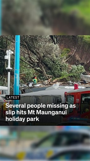 LATEST | Emergency services are looking for several people as campervans and showers were struck by a slip at a campsite in Mount Maunganui. Police were called to the slip at Adams Avenue, Mount Maunganui just after 9:30am. A witness told RNZ she heard an incredibly loud noise before seeing a big part of the hillside hit an ablution block and campervans. The campsite has been evacuated, and Adams Ave is closed while emergency services work to locate anybody who remains in the area. Video: Suppli