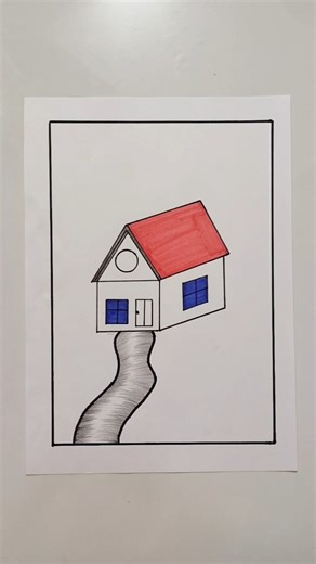 how to draw 3d house drawing design🏠 #drawing #3ddrawing #easydrawing #housedesign #shorts