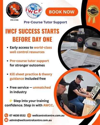 At AWCC, success starts before day one. Book your course now 👉 https://ap1.hubs.ly/y0lhg70 #IWCF #WellControl #AWCC #Training #OilAndGas #Brisbane #Toowoomba | AWCC - Australian Well Control Centre - RTO 41356