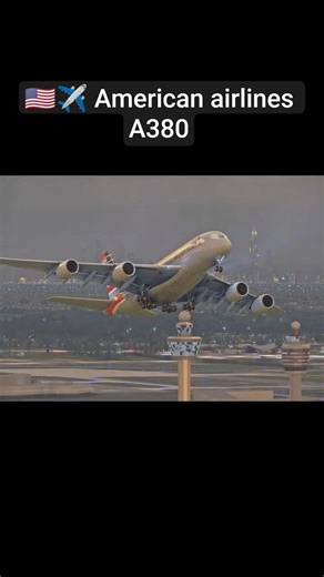 American Airlines A380 Taking Off from Chicago 🇺🇸✈️ | Giant Full Power Departure #shorts