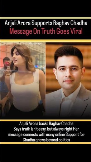 Visual: Image ka top text ("Anjali Arora Supports Raghav Chadha") dikhayein.