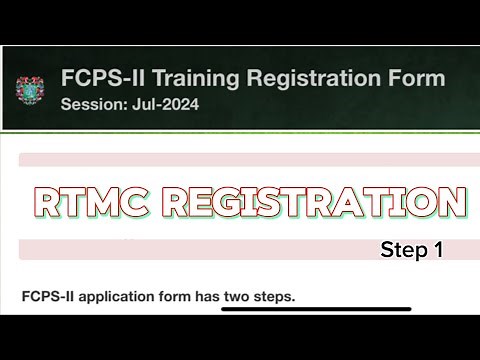 RTMC Registration for FCPS Training || Step 1|| CPSP registration for FCPS training online