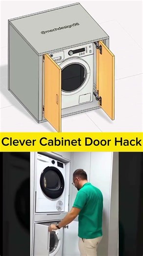 This Washing Machine Cabinet Door Hack Will BLOW Your Mind! #shorts