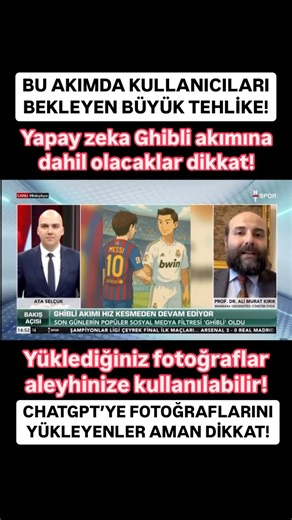 Ali Murat KIRIK🇹🇷 on Instagram: "Son günlerde herkesin ilgi odağı olan Studio Ghibli akımıyla anime tarzında fotoğraf oluşturmak göründüğü kadar masum değil. Bu yapay zeka çizgi film akımı biyometrik verilerinizi çalınabilir! @htspor ‘da @ataselcuuk ile anlattık: https://youtu.be/HeGYOyQSt7Y #haber #haberler #ai #yapayzeka #hack #Hacker #simsimi #pubg #banka #para #deepseek #gemini #eğitim #chatgpt #grok #hesap #instagood #türkiye #istanbul #ankara #izmir #dikkat #tuzak #tbt #bahis #reels #sim