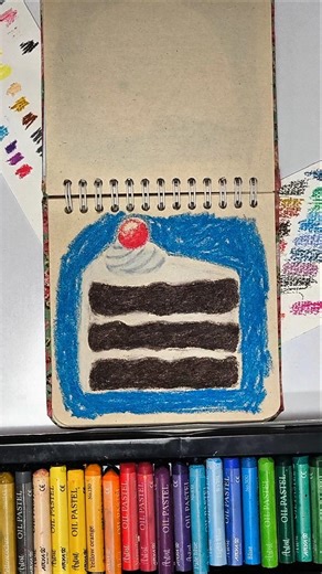 Rich & Creamy Chocolate Cake 🍫✨ #Art #drawing #oilpastels #shorts