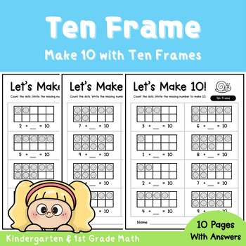 Spring Make 10 Worksheets | Ten Frames Addition | Missing Number