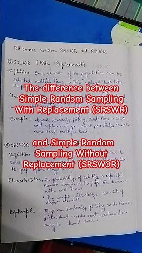 The differencesB/W Simple Random Sampling With Replacement andSimpleRandomSamplingWithoutReplacement