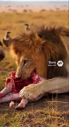 Lion eating a Pig