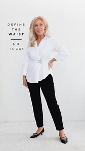 Define the Waist…WITHOUT Tucking the Shirt for Women Over 40, Women Over 50, Women Over 60📲 Say WAIST if you love this.📲 Say VIDEO for a link. #Menopausebelly #fashiontip #styletip #womenover40 #womenover50 #womenover60 | The Midlife Posh Closet