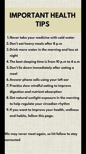 8 Simple Daily Health Tips for Better Wellness #healthawareness #healthtips #promotehealth #wellness