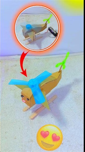 how to make cardboard mini helicopter 🚁 at home #experiment #viral #youtubeshorts