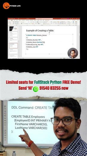 How to Create Table in SQL | SQL in Telugu | PythonLife