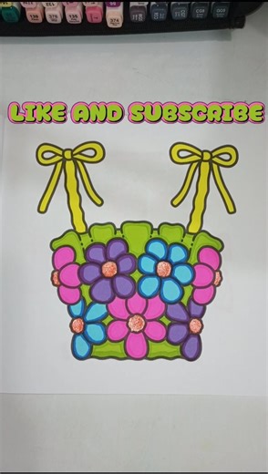 Satisfying Color with me Using Bright Colors🌼🌸 Cute Coloring Pages #shorts #satisfying #coloring