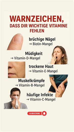 Warnzeichen, dass dir wichtige Vitamine fehlen – erkennst du sie? ⚠️🧬 #FitFakten
