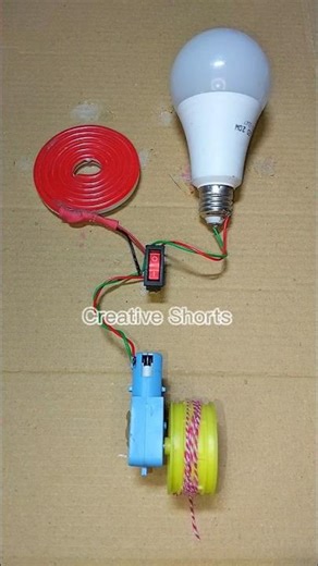 Running a Metal Gear Motor Powering Into Neon Strip Light and LED Light _ DC Motor #dcmotor #shorts