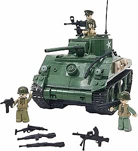 General Jim's 726-Piece M4A1 Sherman Tank Building Block Set - Detailed World War II Model with Rotating Turret, Printed Instructions, Compatible with Major Brands