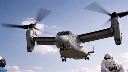 US marines operate aircraft from navy ship