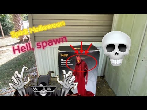 Hell spawn from Spirit Halloween unboxing set up a demo review