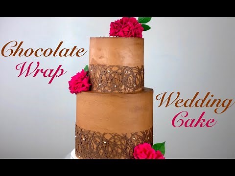 Two Tier Chocolate Wrap Wedding Cake - ZIBAKERIZ