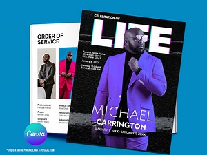 Editable Funeral Obituary Program Canva Template: Celebration of Life, Magazine Style (digital Download) - Etsy