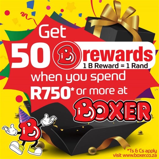 66K views · 430 reactions |  Save big with Boxer! Spend R750 or more and earn 50 B Rewards with your Boxer Rewards Club card.  Download the Boxer App for exclusive deals and join us on WhatsApp: 27870934333. Prices valid until 24/08/2025. #boxerstores #boxerbirthday #brewards | Boxer Superstores | Facebook