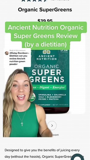 Replying to @Cp Here’s a review on Ancient Nutrition’s Organic Super Greens! 🌱 Like most greens powders, it makes a lot of claims. So, as a dietitian, I’m here to tell you whether it’s worth buying! #ancientnutrition #organicsupergreens #supergreens #supergreensdetox #greenspowder #dietitianreview #greenscreen