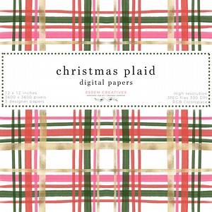 Christmas Plaid Pattern Digital Paper Seamless Repeat, Watercolor Tartan Print for Scrapbooking, Digital Planning, Christmas Card Background - Etsy