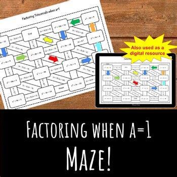 Factoring Trinomials (a=1) Maze | Algebra 1 Worksheet Activity + Answer Key