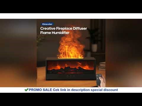 Fireplace Air Humidifier Waterless Auto-Off Aroma Essential Oil Diffuser with LED Light & Remote Con