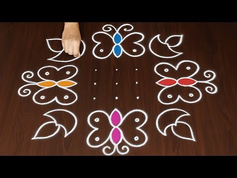 Simple Deepavali Rangoli: Traditional Diya Kolam Muggulu | Simple Rangoli Designs