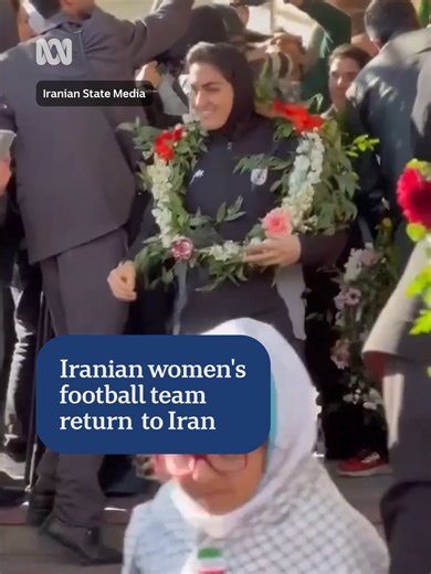 Iran's national women's football team has returned to the Islamic Republic after several of the players sought asylum in Australia. The outlets shared footage of the players entering Iran after landing in Türkiye and taking a bus to the border. They were greeted by some officials at the border. Two Iranian female players, Fatemeh Pasandideh and Atefeh Ramezanisadeh, chose to remain in Australia and have been training with the Brisbane Roar club. #ABCNews