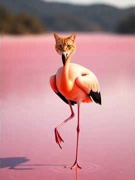 cat bites flamingo fusion #funny #cat #animation #cartoon