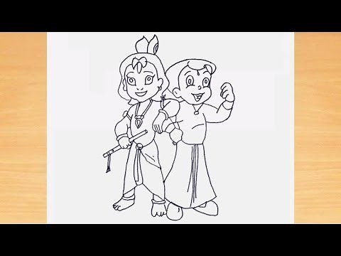 How to draw chota bheem & krishna sketch drawing | chota bheem and krishna drawing | art by ilyas