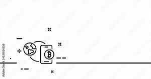 Currency exchange. Financial management, exchange, online, internet, accounting, coin, bitcoin, Cryptocurrency concept. One line drawing animation. Motion design. Animated technology logo. Video 4K