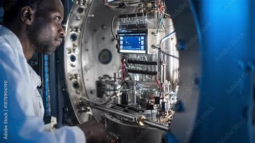 Specialist adjusts ion flow regulators on plasma thruster optimizing ionization levels and fuel efficiency for deep space exploration missions.