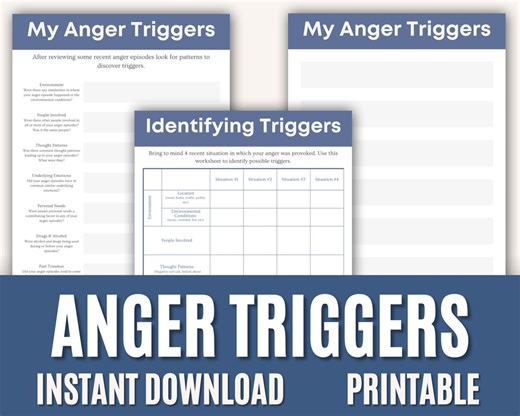 Anger Management Worksheets: Identify Anger Triggers (PDF Download) - Etsy Australia