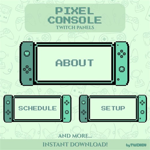Pixel Console Pastel Green | Twitch Panel Set - Etsy UK