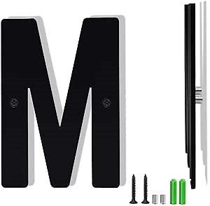 8 Inch Black Aluminum Floating House Address Numbers and Letters for Outside, Modern Metal Door Numbers for Home Office Apartment (M)