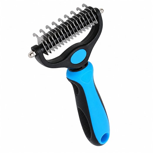 Pet Pro Grooming Tool, 2-in-1 Deshedding & Dematting Rake, Gentle Loose Fur Removal for Dogs & Cats, Medium to Long Hair Home Grooming
