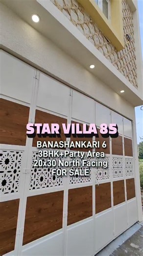 Ehsan MW on Instagram: "Star Villa 85 NorthFacing Brand New Independent 3BHK Home For Sale off Kanakapura road in Banashankari 6th stage BDA Layout, Bengaluru, Just 1.7kms from Vajarahalli Metro station& Dmart. For Sitevisit and Details Please Call/WhatsApp 8105820350. 20x30 (600sft) BDA A+E Khata, North Facing Site with East Facing Main Door Vaastu Plan, 25feet Tar Road , with Modern Interiors, Granite Flooring, 2500 sft SBU Area. Stone & Tiles Cladding Modern Elevation. 👉 Ground Floor 2 Car G